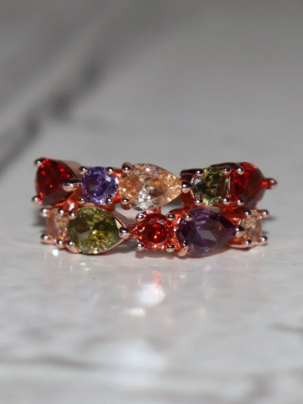 ✨ NWOT Rose Gold Multi‑Stone Statement Ring • Size 9.5 ✨